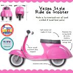 Vespa-Style Ride-on Scooter - Pink
